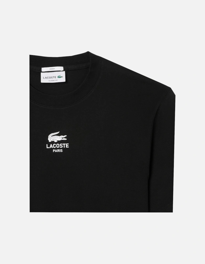 Signature Small Crocodile Print Cotton T-Shirt Black