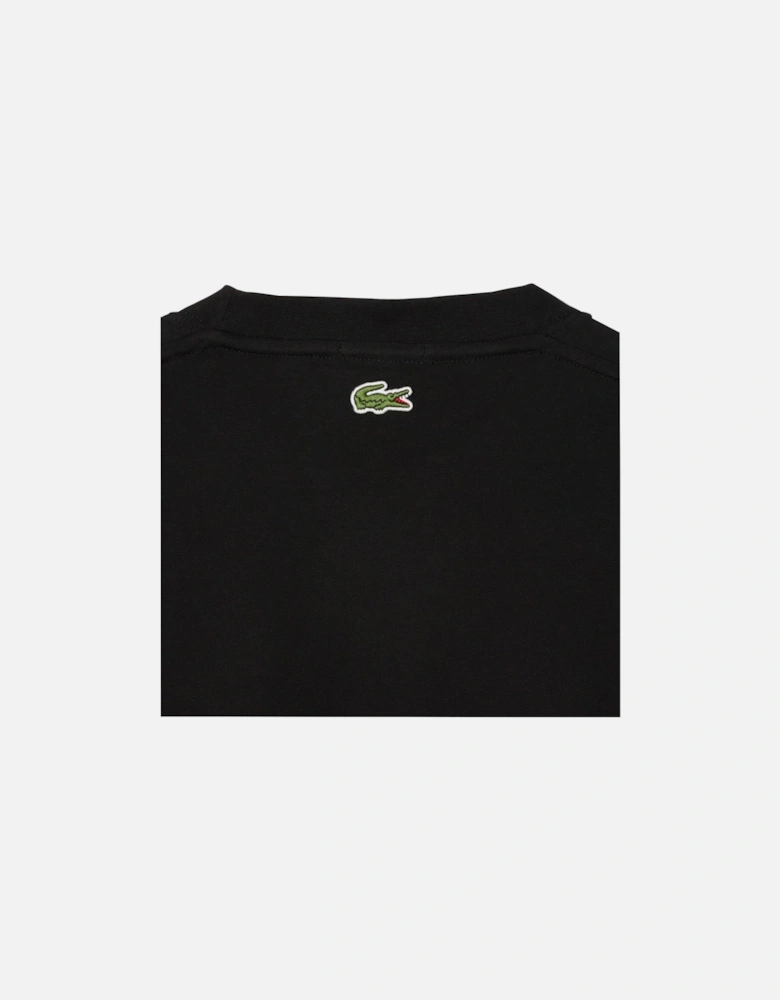 Signature Small Crocodile Print Cotton T-Shirt Black