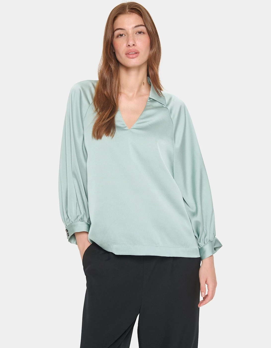 HandianiSZ Johnny Collar Satin Blouse, 2 of 1