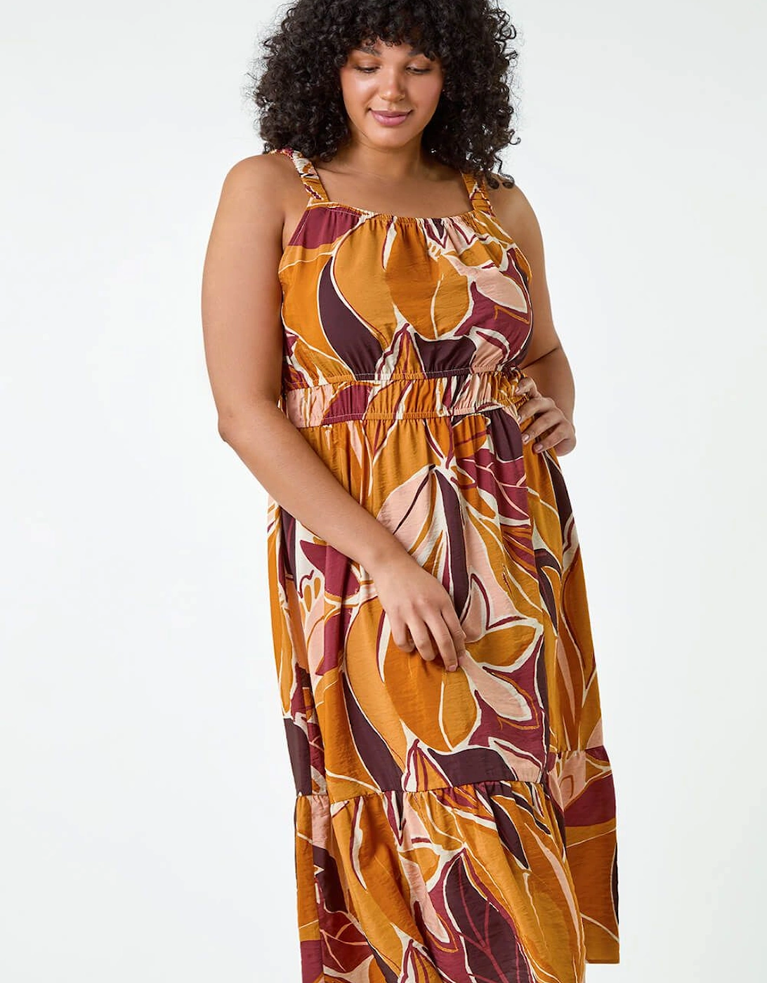 Curve Floral Square Neck Midi Dress, 2 of 1