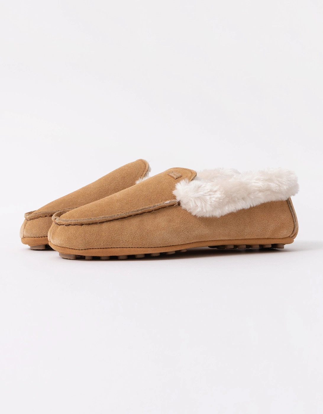 Hunter Women's Hunter Womens Sherpa Collar Moccasin Slippers - Biscuit - Tan