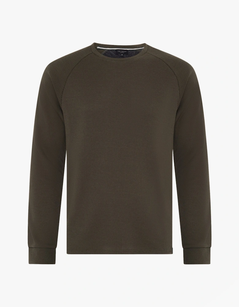 WAFFLE LONG SLEEVE SHIRT & JOGGER SET Mens Loungewear Khaki