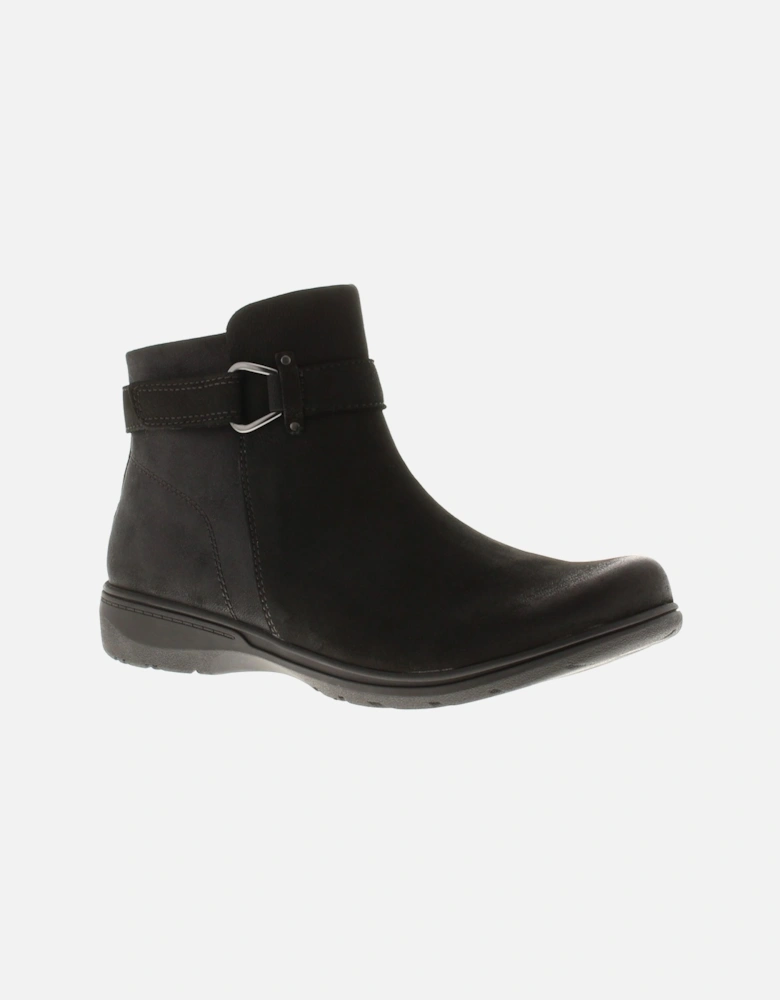Womens Ankle Boots Carleigh Drift Leather Zip black UK Size