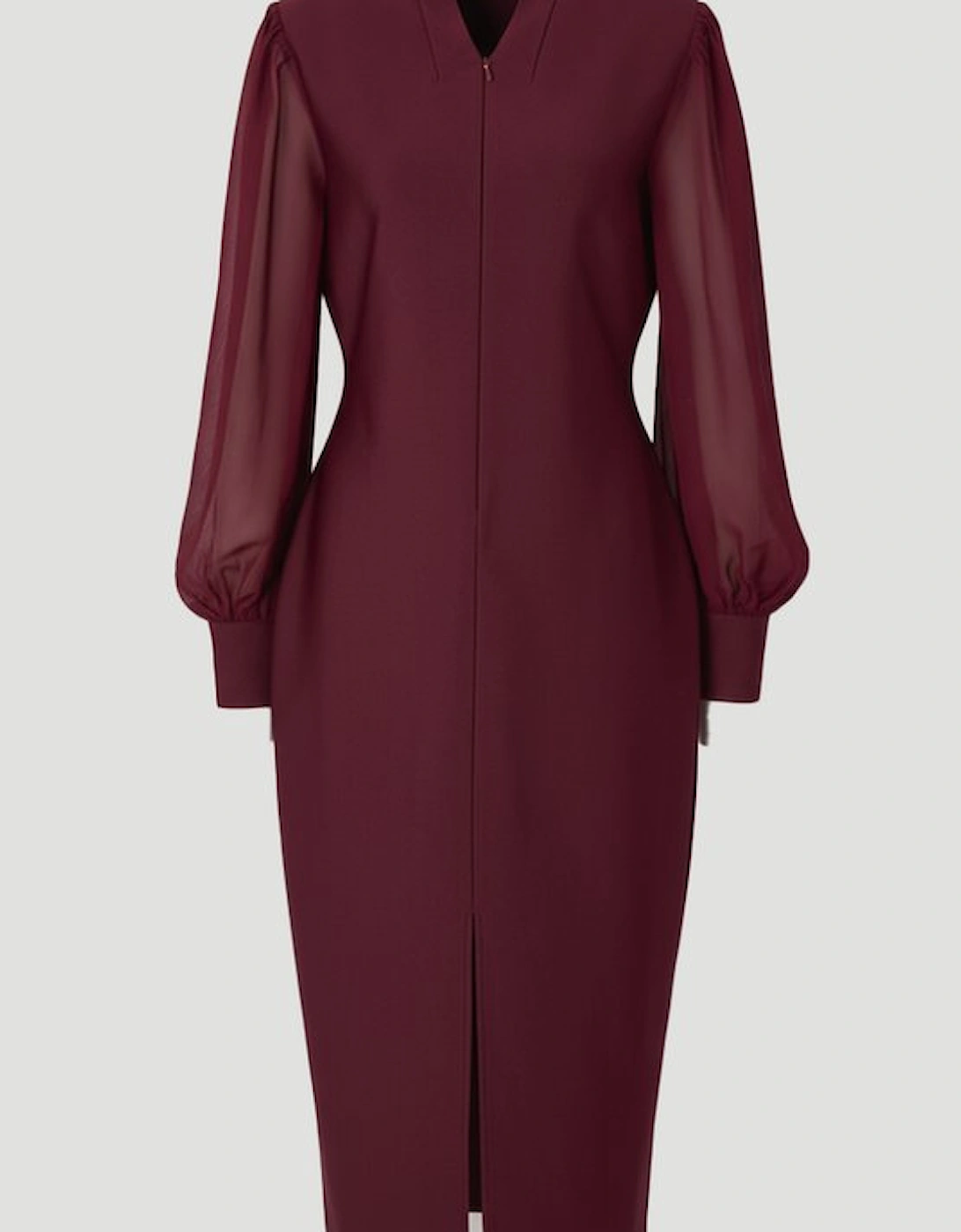 Plus Size Figure Bandage Figure Form Zip Detail Chiffon Sleeve Knit Dress