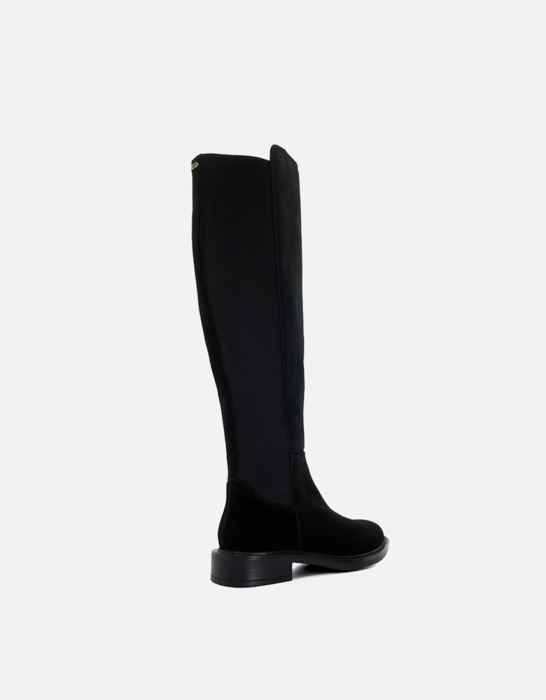 Texting Suede Stretch High Leg Boots