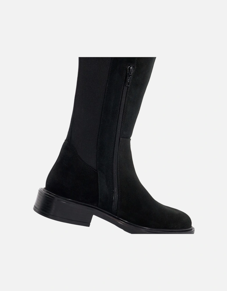 Texting Suede Stretch High Leg Boots