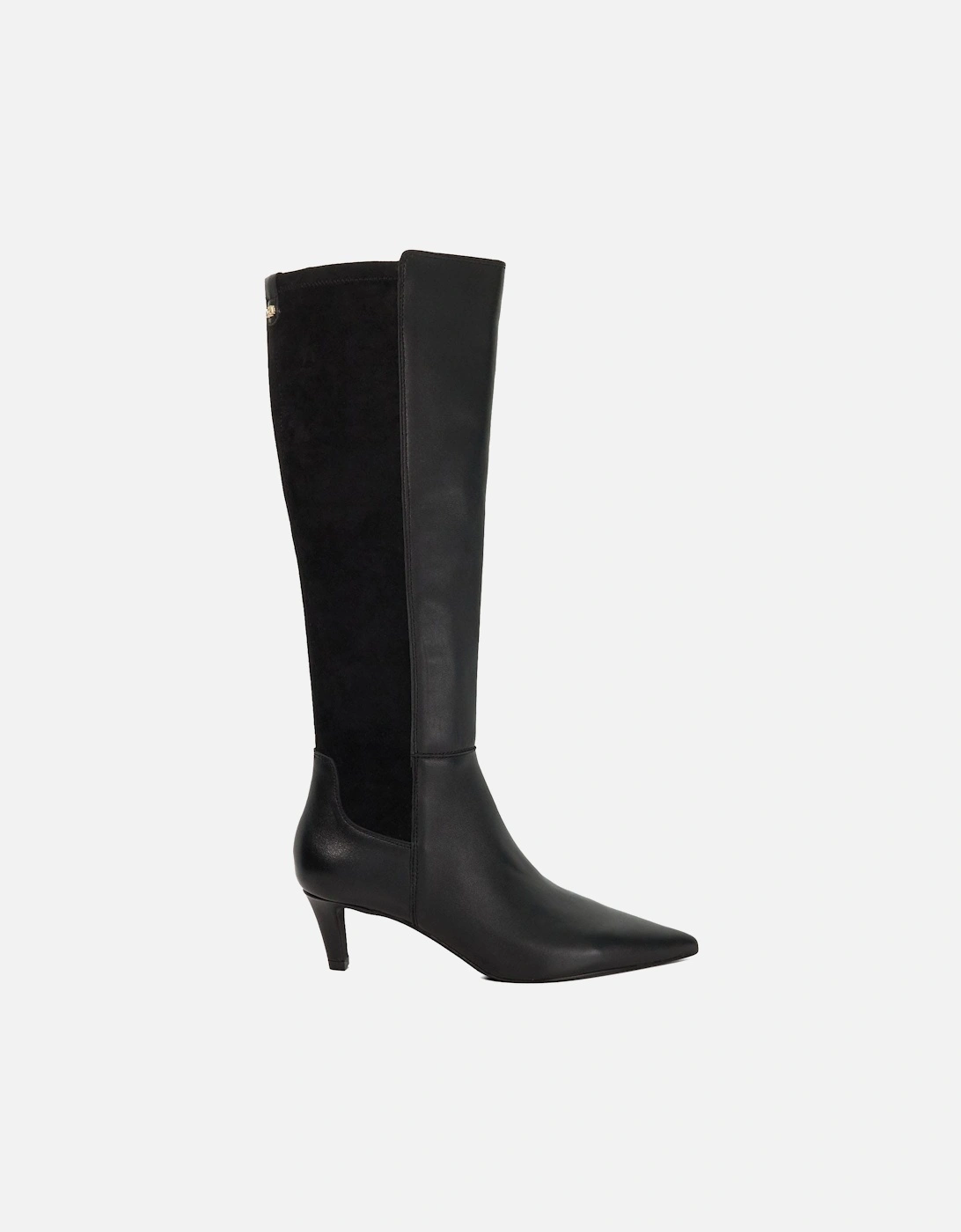 Sultry Leather Knee High Kitten Heel Boots, 6 of 5