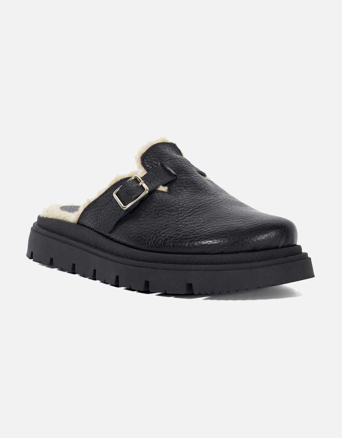 Gene Leather Faux Shearling Lined Clogs