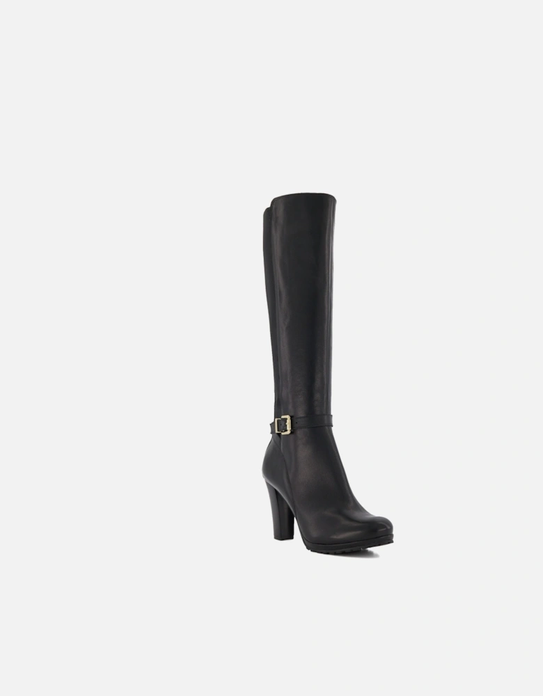 Sareena Buckle Block Heel Knee High Boots