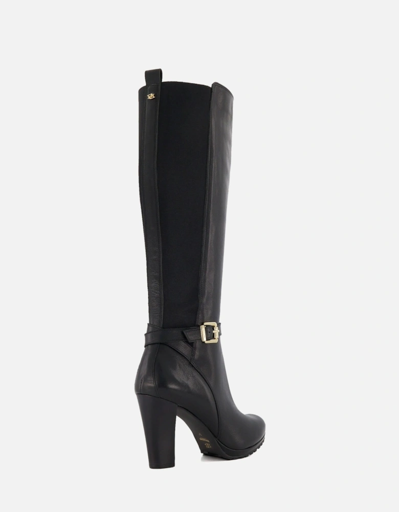 Sareena Buckle Block Heel Knee High Boots