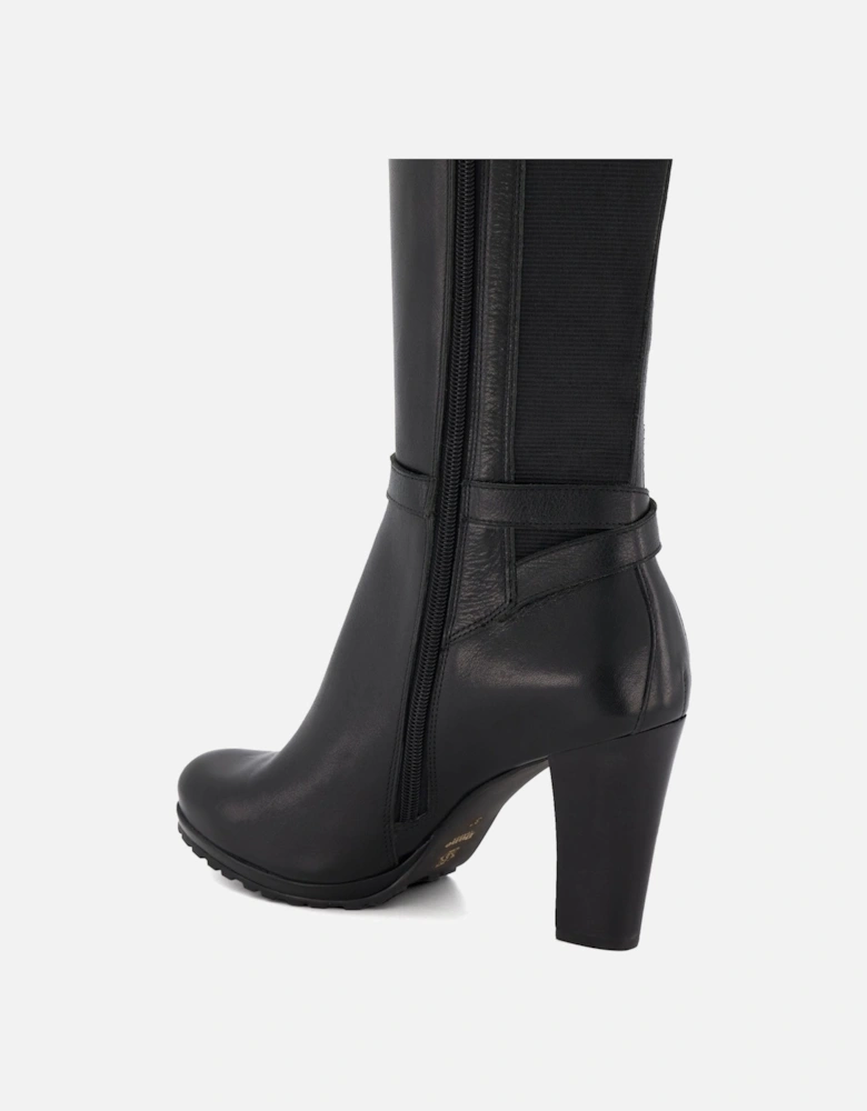 Sareena Buckle Block Heel Knee High Boots