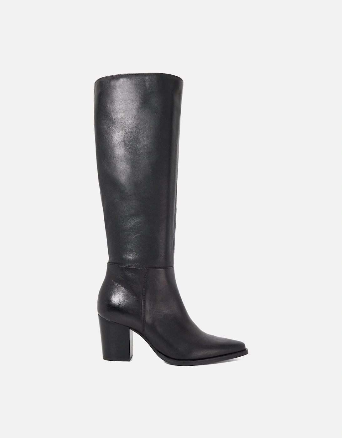 Tenna Leather Block Heel Knee High Boots, 6 of 5
