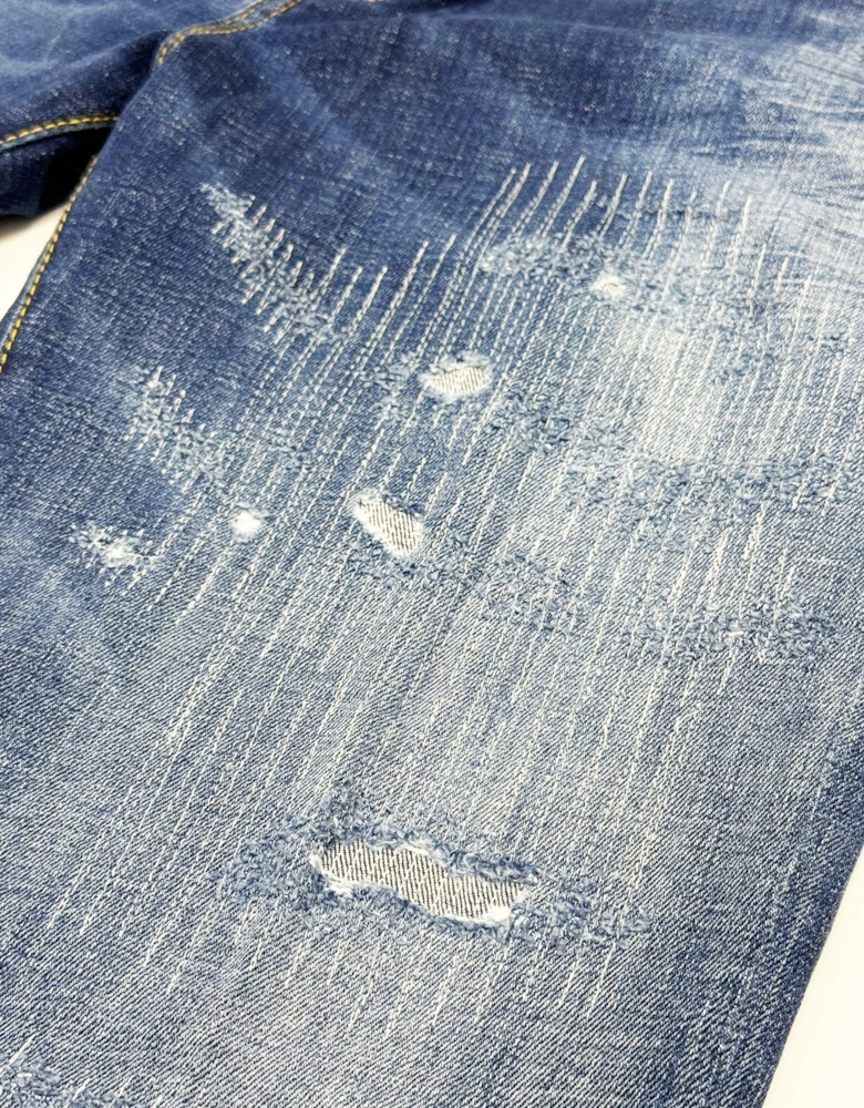 Stitching Detail Cool Guy Jeans in Blue