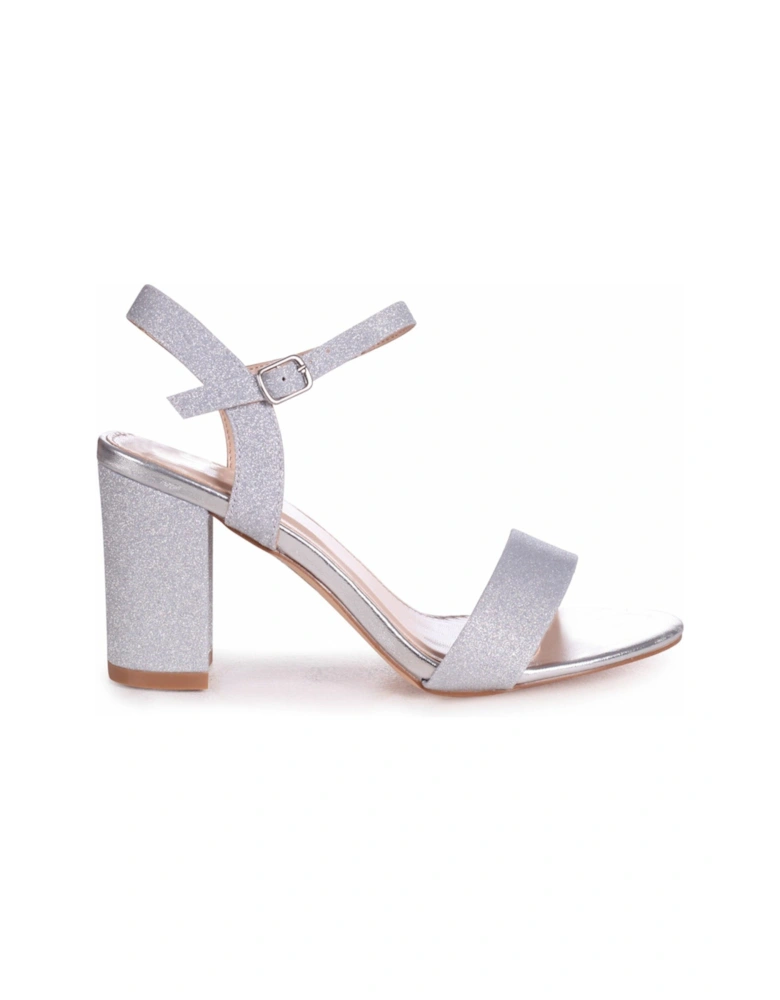 Skyline Silver Glitter Open Back Barely There Block Heeled Sandal