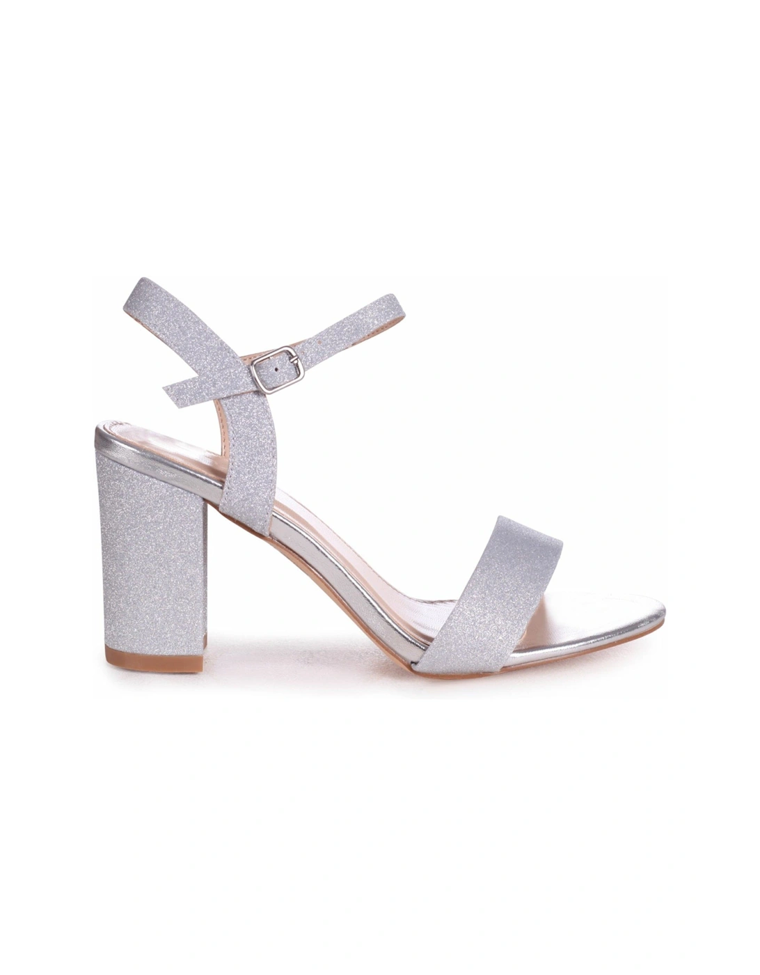 Skyline Silver Glitter Open Back Barely There Block Heeled Sandal, 2 of 1