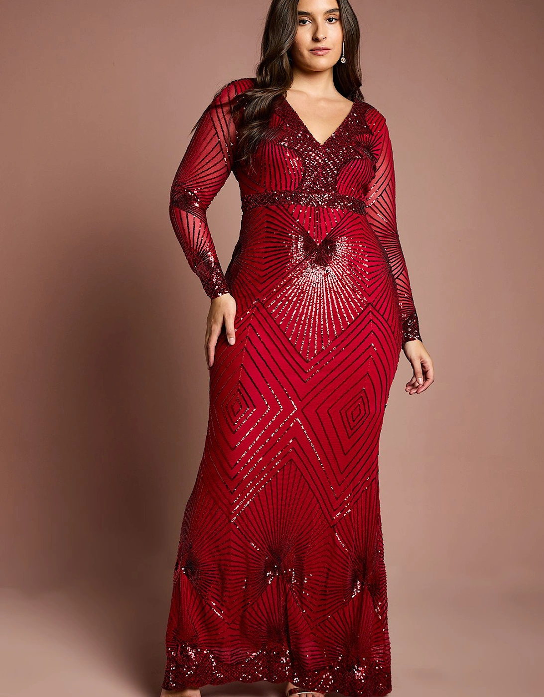Plus Size Long Sleeve Embellished Maxi Dress, 2 of 1