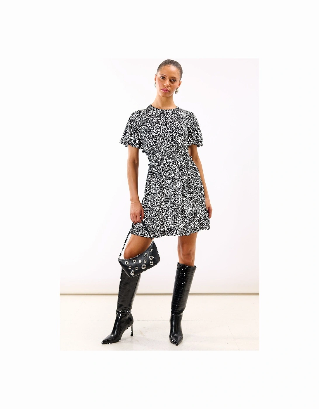 Mono Heart Shirred Waist Mini Dress, 2 of 1