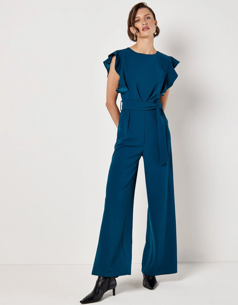 Ruffle Sleeve Jersey Jumpsuit