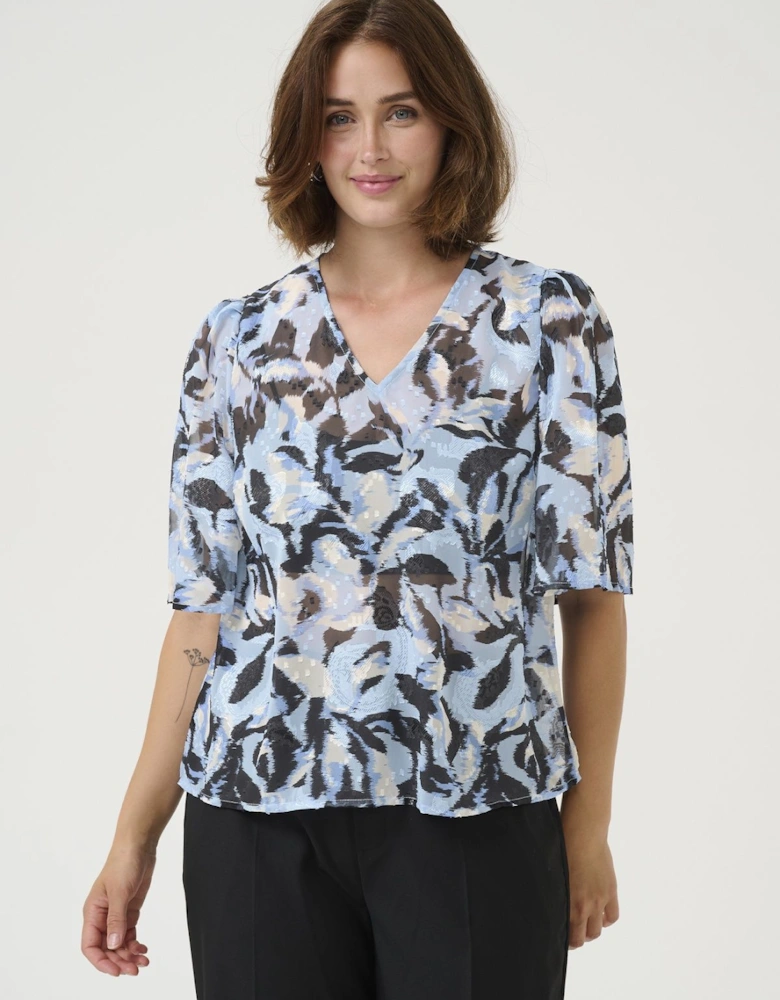 KAelina V-Neck Floral Print Blouse