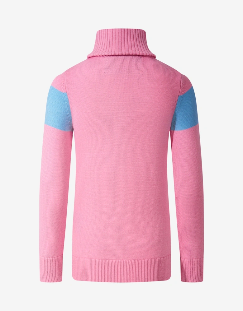 Girls Ski Merino Wool Turtleneck Jumper in Pink
