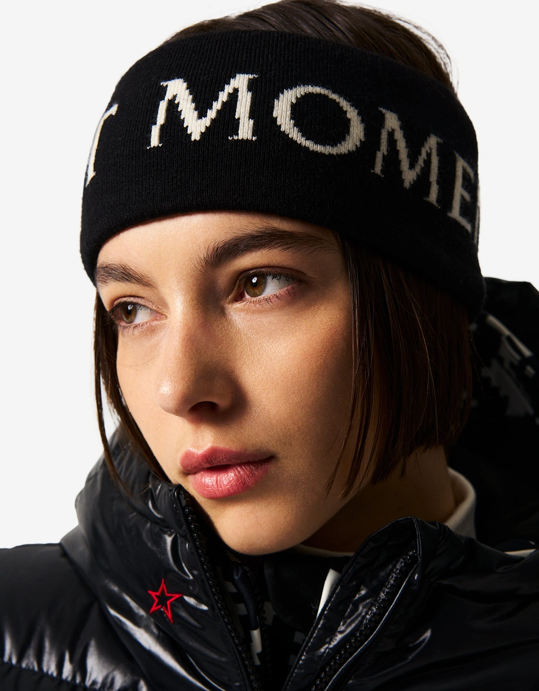 Girls Wool Logo Headband in Black