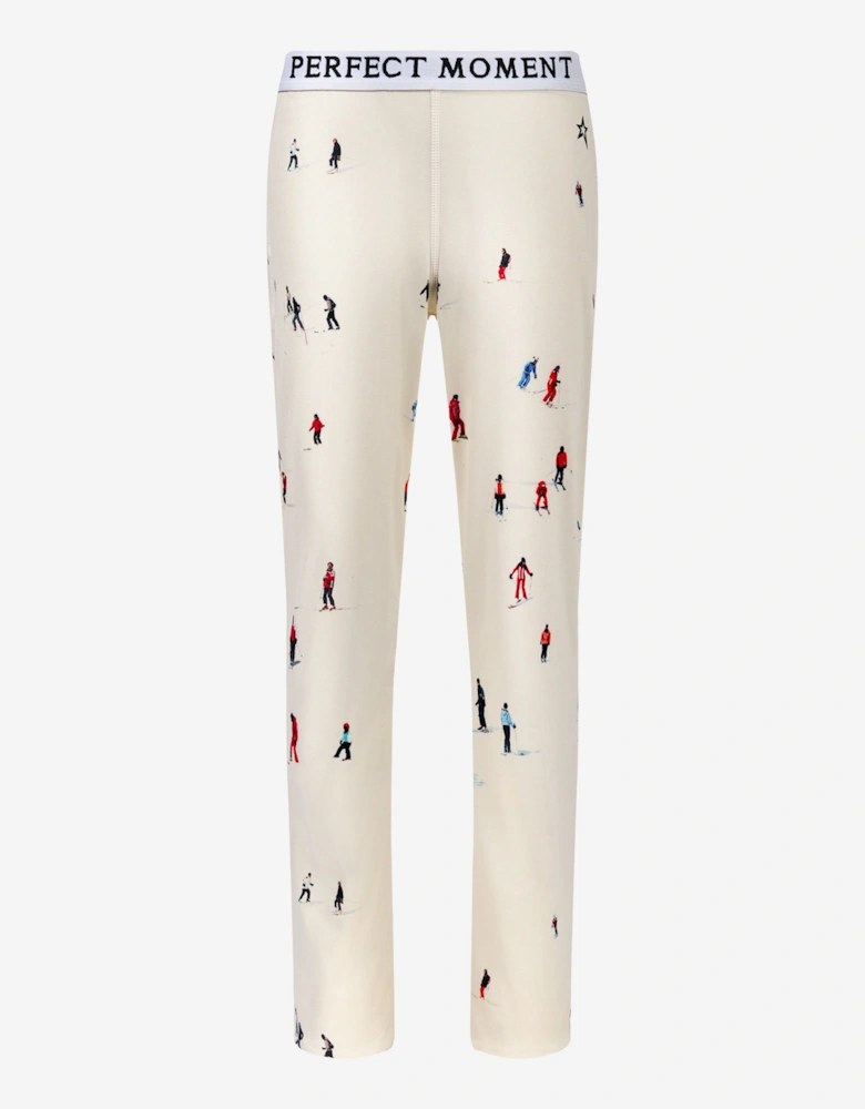 Kids Dede Ski Print Thermal Leggings in Ivory