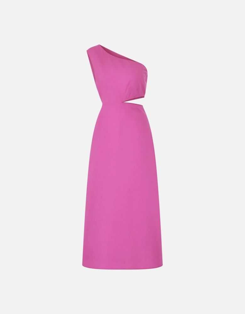 Evaline One Shoulder Dress in Magenta