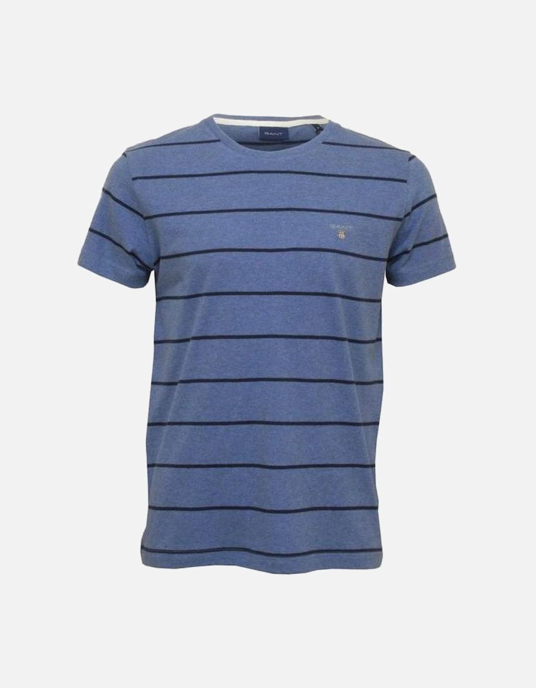 Breton Stripe Crew-Neck T-Shirt, Denim Blue Melange, 5 of 4