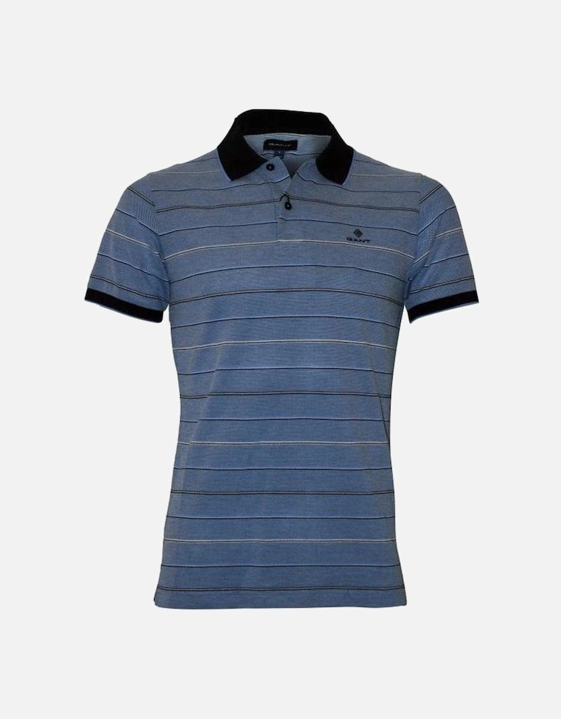 Oxford Stripe Pique Rugger Polo Shirt, Palace Blue, 4 of 3