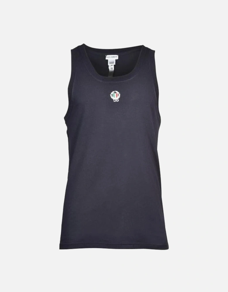 Dolce& Gabbana Tank Top Vest with Crest, Navy