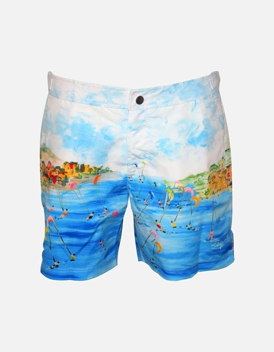 Lerici Seaview Print Swim Shorts, Azure Blue, 6 of 5