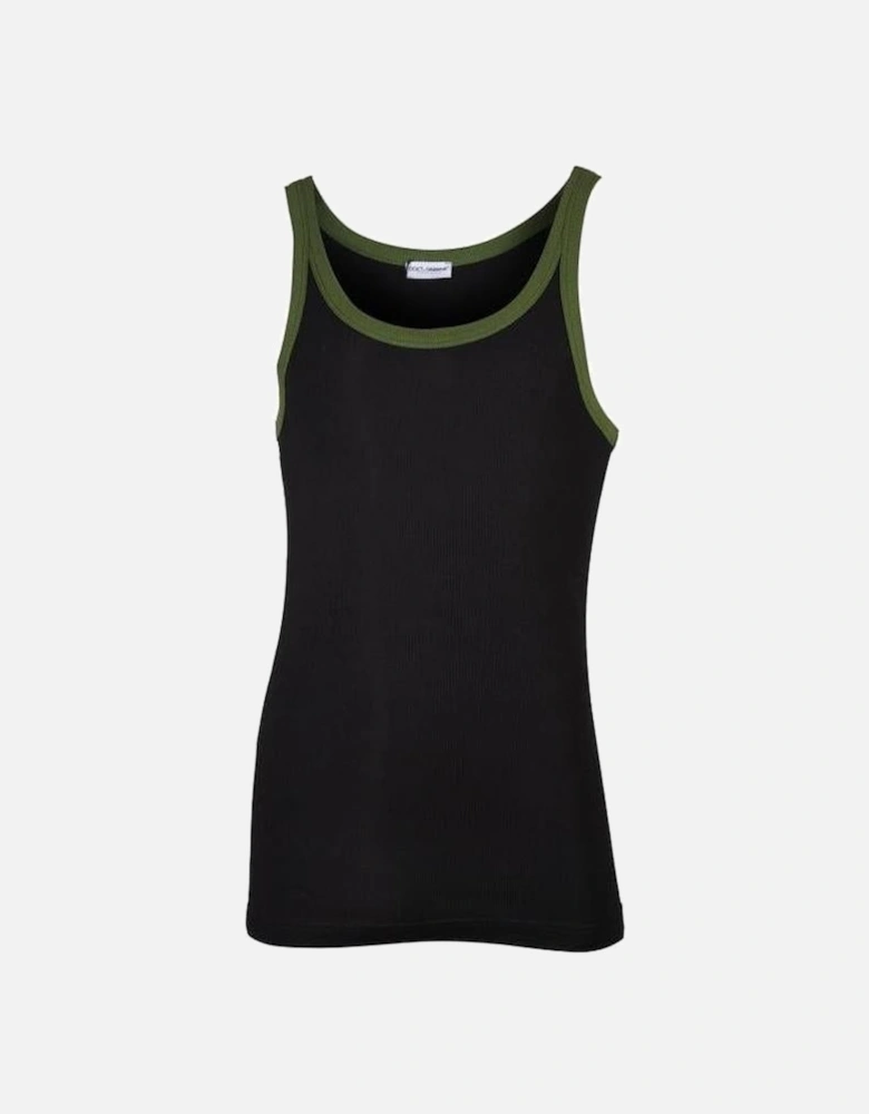 Contrast Trim Tank Top Vest, Black/green