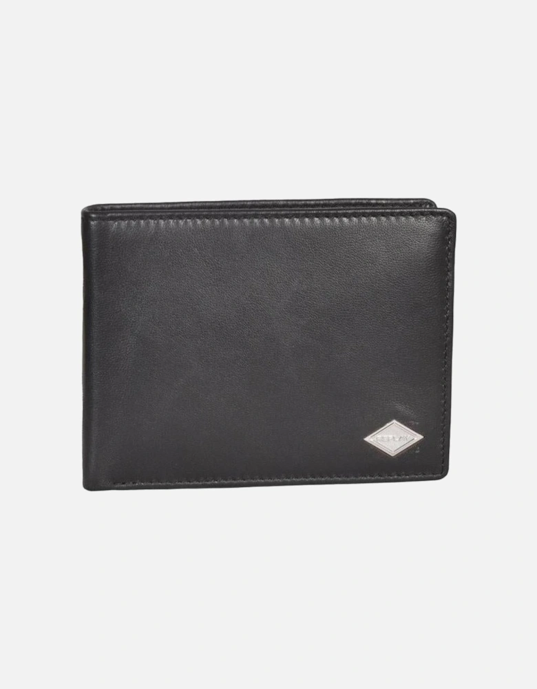 Premium Bi-Fold Coin-Pocket Leather Wallet, Black
