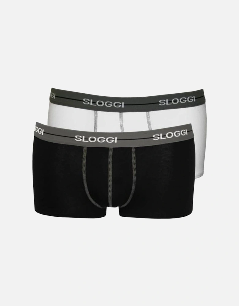 2-Pack Start Hipster Boxer Trunks, Black/White