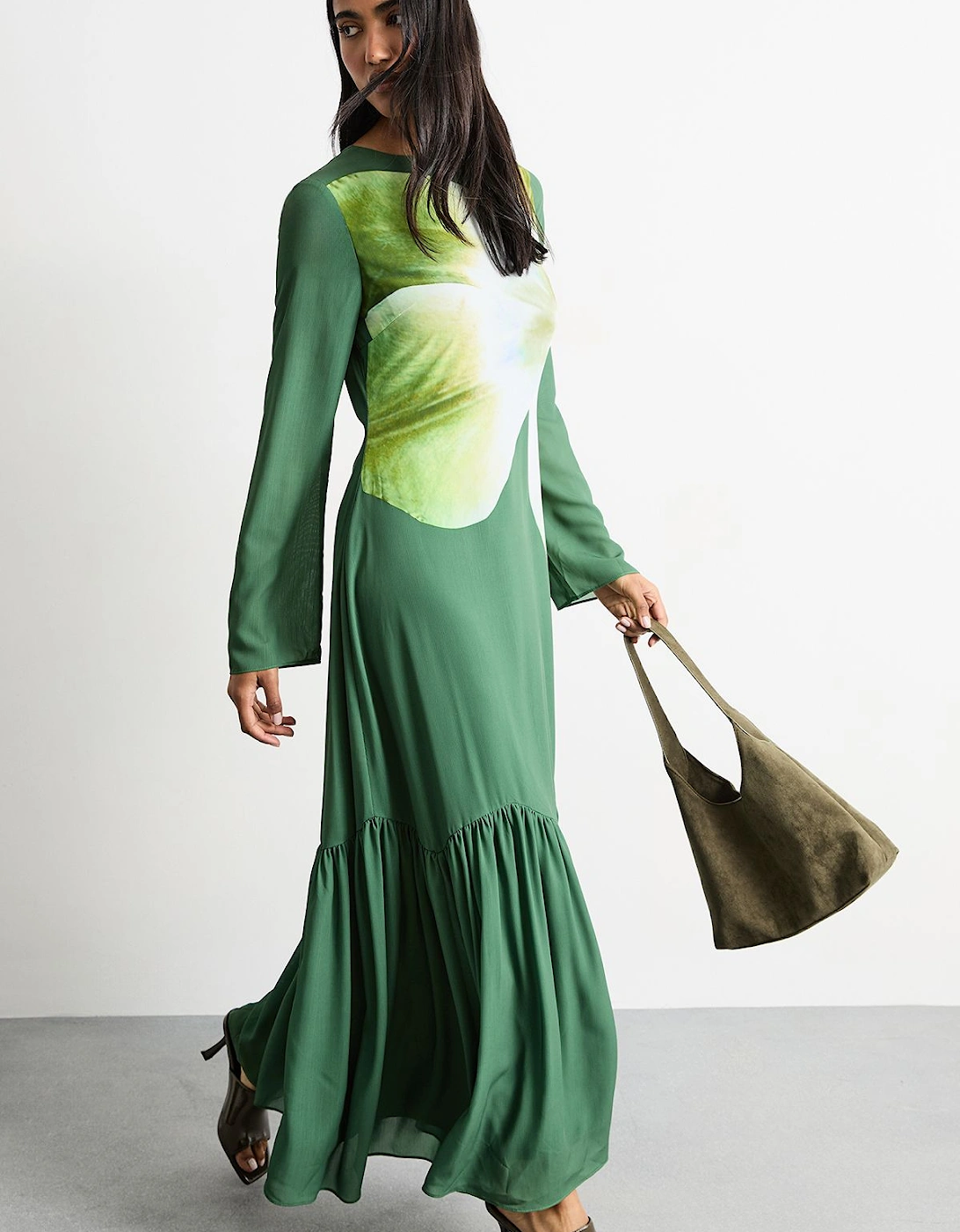 Chiffon Placement Print Midaxi Dress, 2 of 1