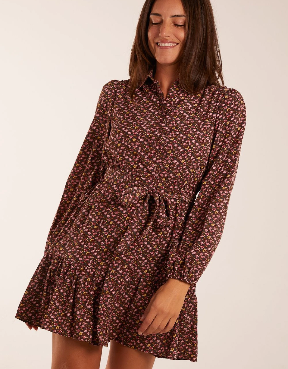 Ruched Shoulder Mini Shirt Dress, 2 of 1