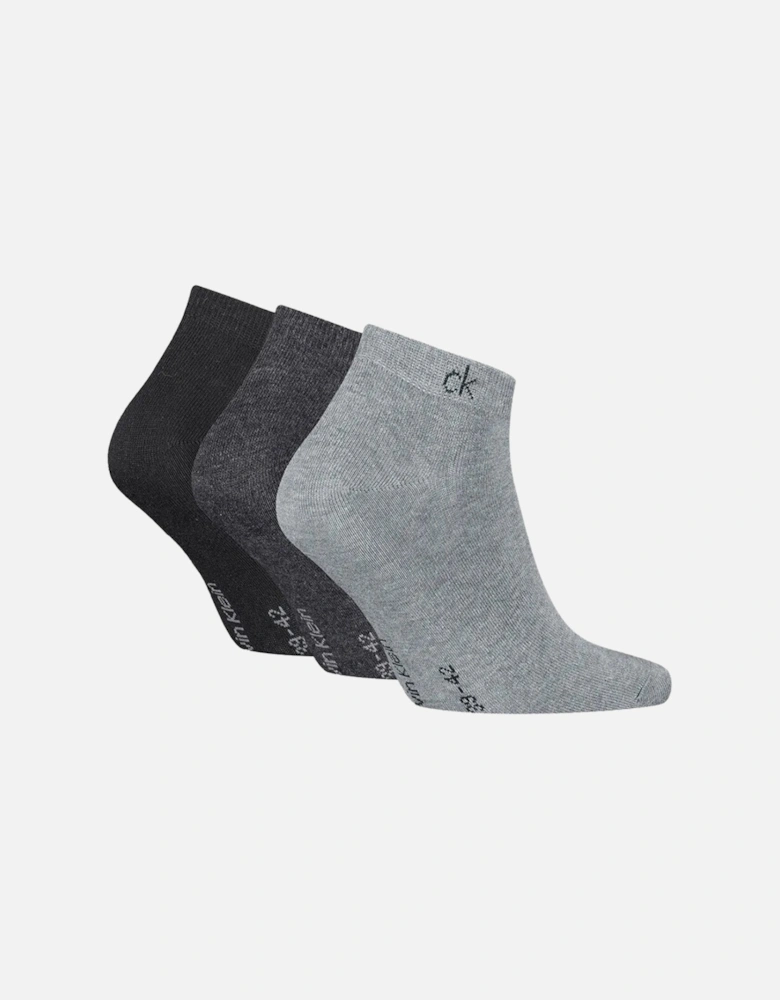 3-Pack CK Premium Combed Cotton Trainer Socks, Grey Melange
