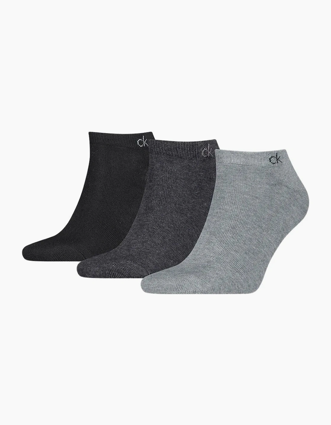 Calvin Klein Men's Black/Black/Grey 3-Pack Ck Premium Combed Cotton Trainer Socks, Melange  7.5/8/5/5.5/6/6.5/7 Eur Size 39-42