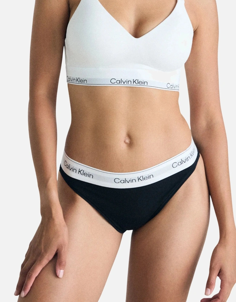 Icon Cotton Modal High Leg Tanga Brief, Black