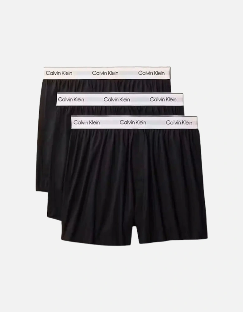 3-Pack Icon Cotton Stretch Boxer Shorts, Black/White