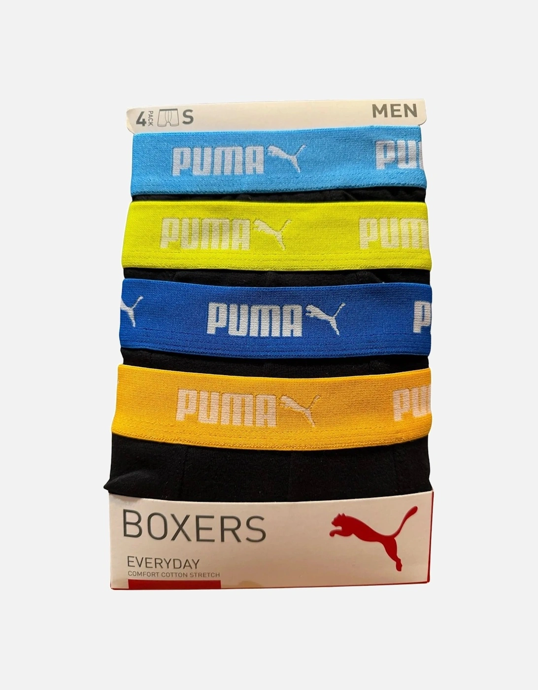4-Pack Everyday Boxer Briefs, Black w/ yellow/orange/blue waistbands