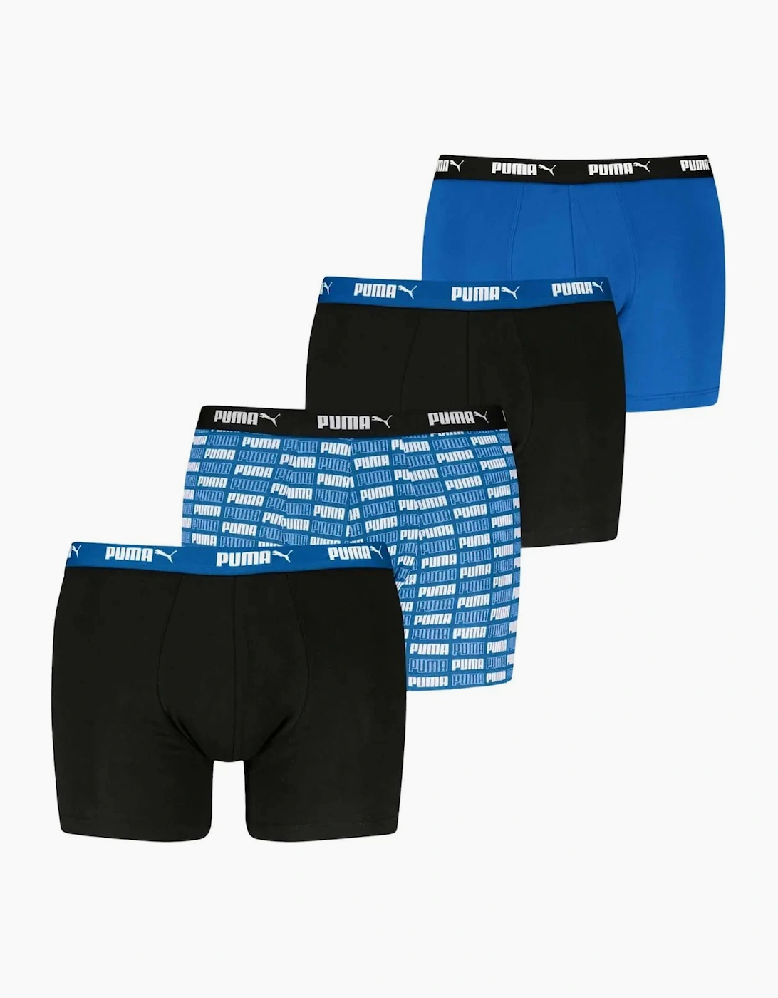 Puma Puma Men's 4-Pack Aop Logo Print Boxer Briefs, Black/Blue