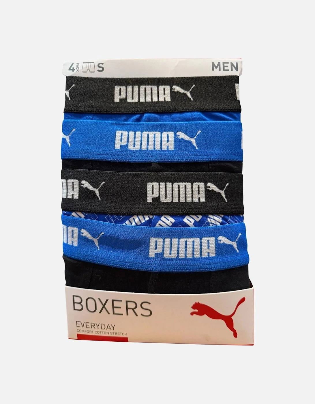 4-Pack Aop Logo Print Boxer Briefs, Black/Blue