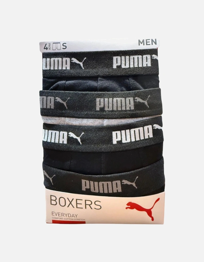4-Pack Everyday Boxer Briefs, Black/Grey
