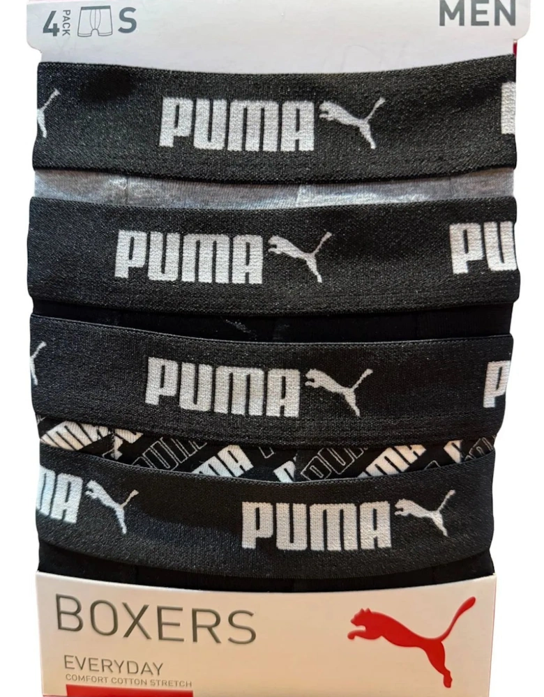 4-Pack Aop Logo Print Boxer Briefs, Black/Grey