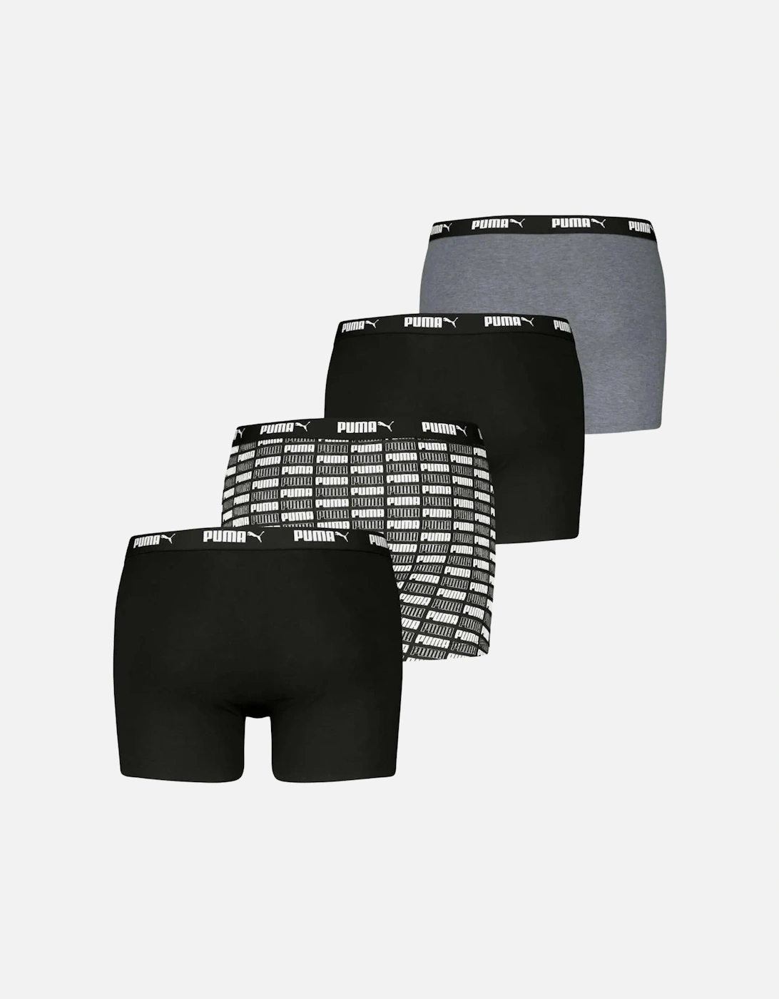 4-Pack Aop Logo Print Boxer Briefs, Black/Grey