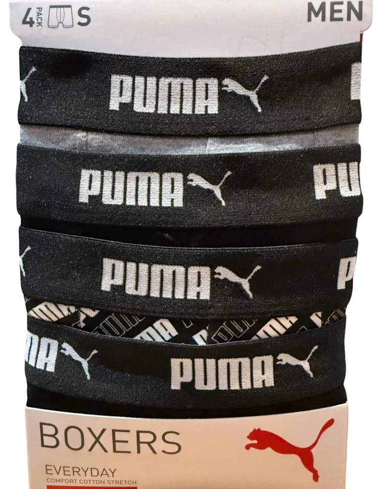 4-Pack Aop Logo Print Boxer Briefs, Black/Grey