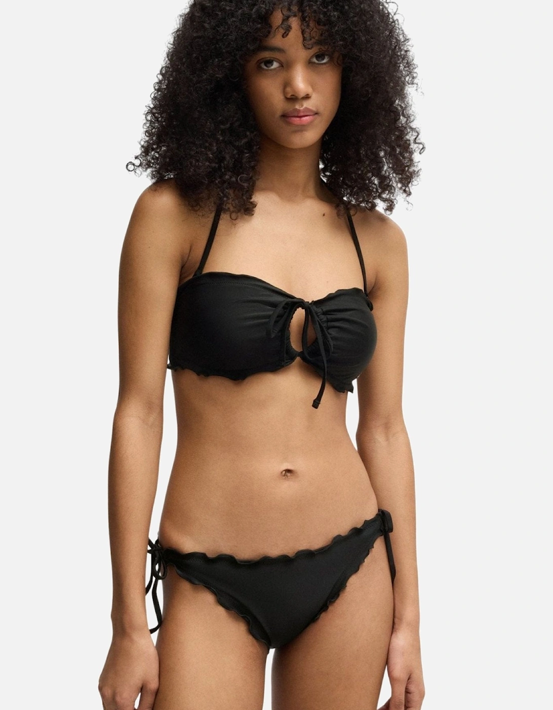 Ruffle Bikini Top, Black