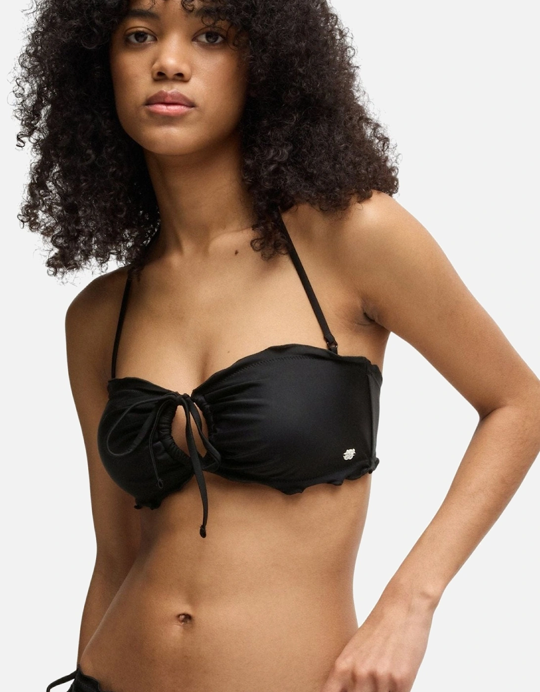 Ruffle Bikini Top, Black