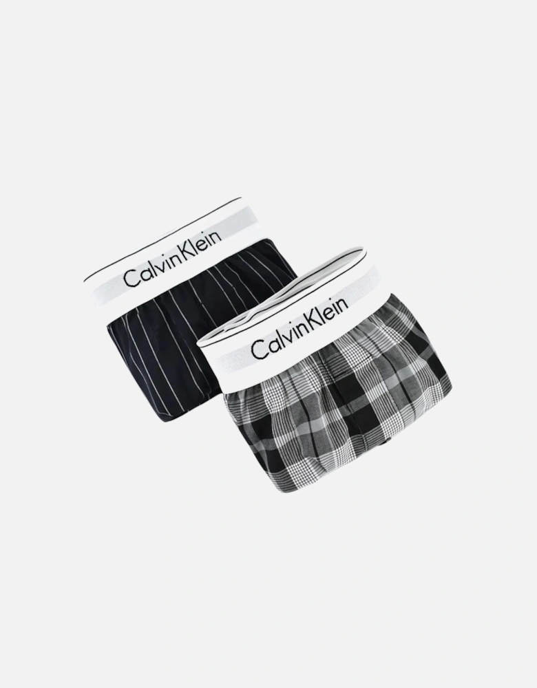 2-Pack Modern Cotton Slim-Fit Woven Boxer Shorts, Ryan Stripe D Well/Hickory Plaid B
